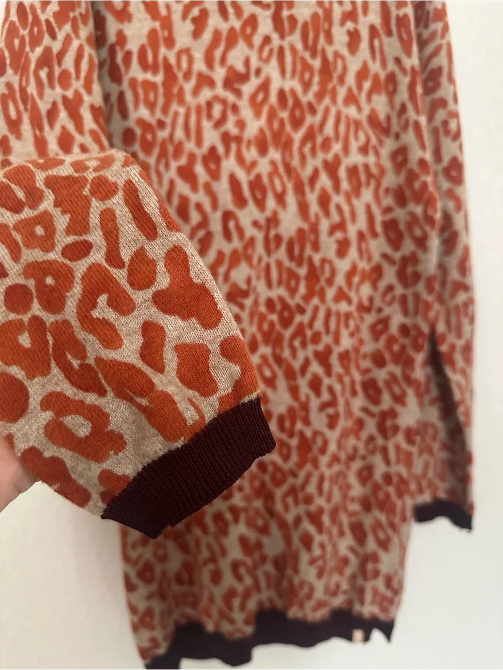 Scotch & Soda Girls Animal Print Knit Sweater Dress Brown/Orange/Gold Size 10