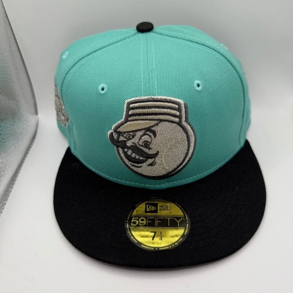 New Era 59Fifty Cincinnati Reds Aqua/Black 150th Anniversary Fitted Size‎ 7 1/4