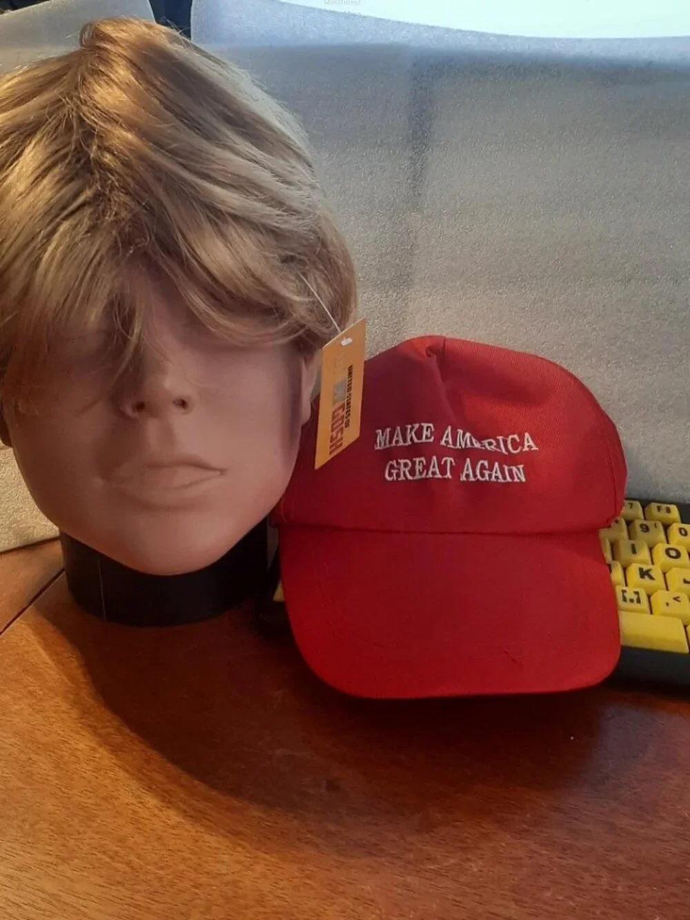 NEW BAG ! Make America Great Again Red Hat & Oh My Gosh Short Wig Blonde Set