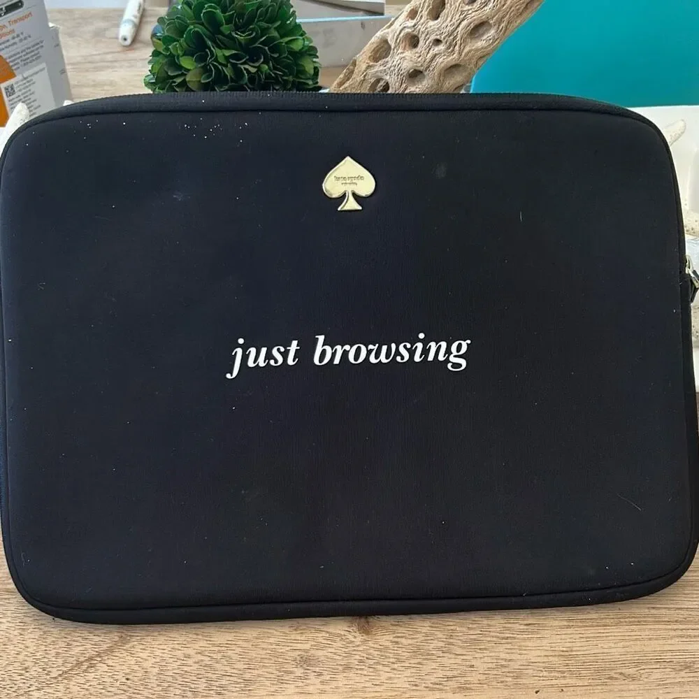 Kate Spade black Just browsing neoprene laptop bag sleeve