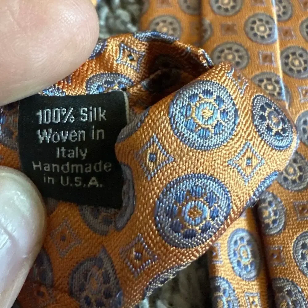 Set of 5 David Donahue Silk Ties Orange White Blue Purple