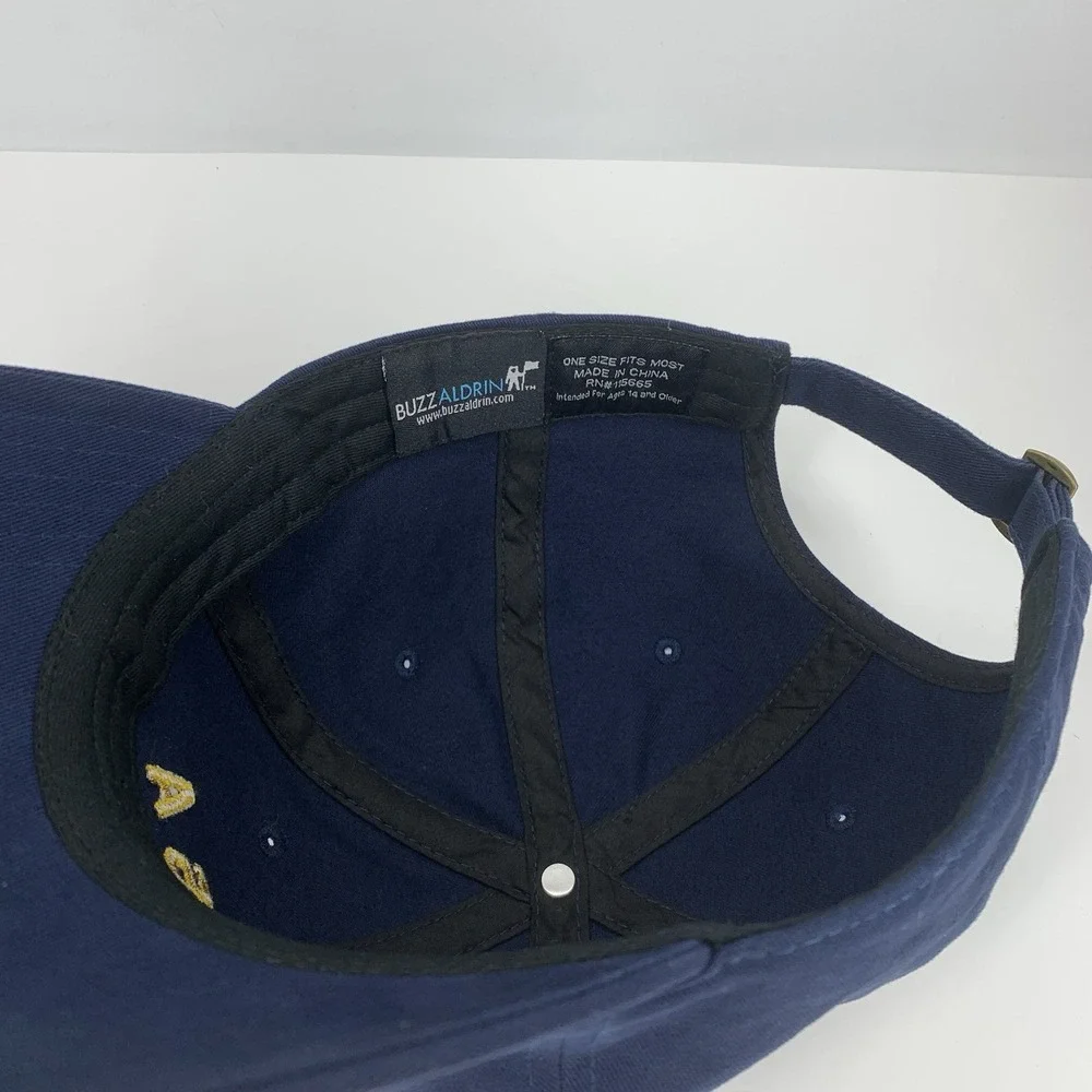 NASA USA Flag Hat Buzz Aldrin Blue Adjustable Strap OSFM Souvenir Baseball Cap
