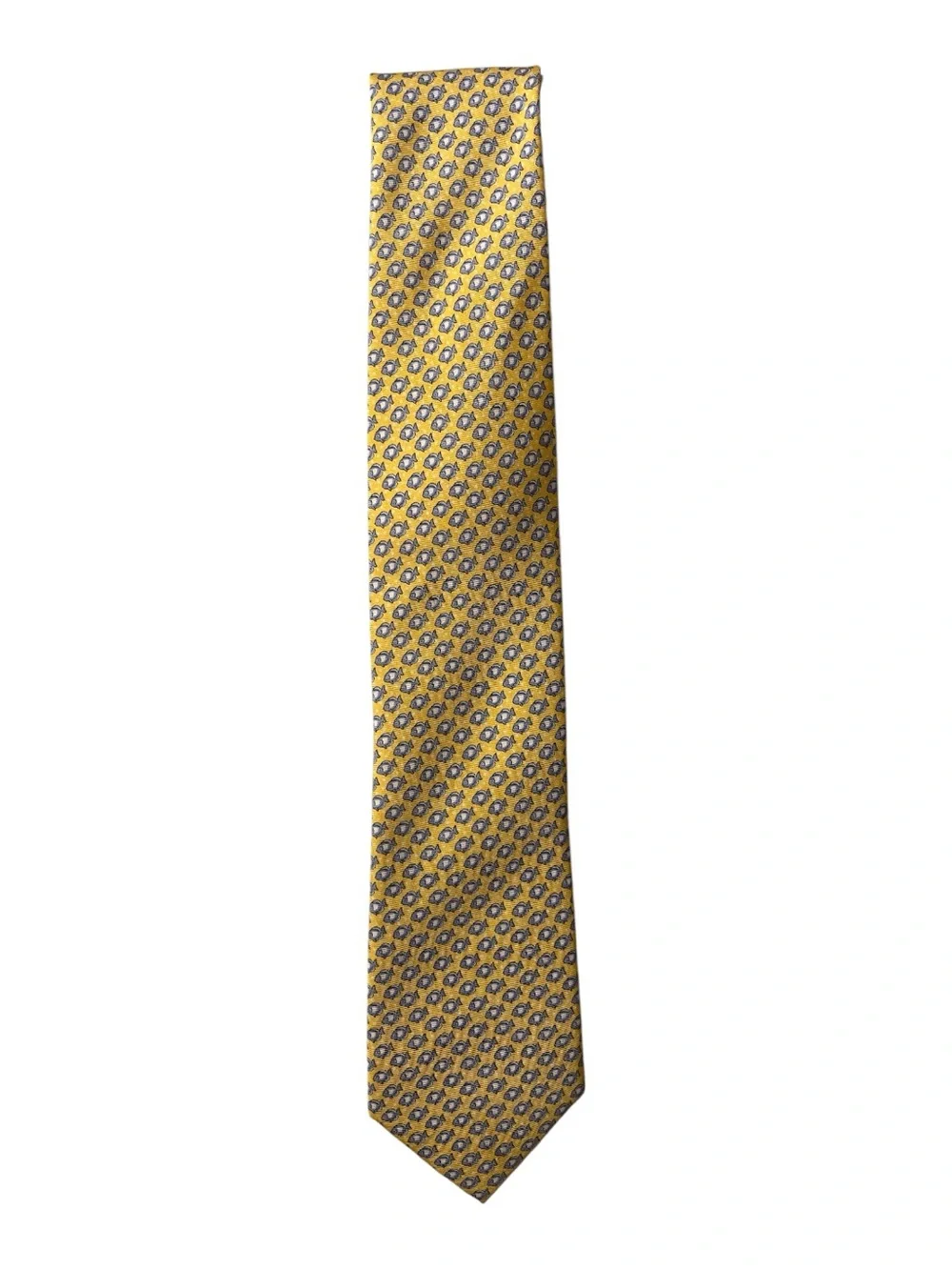 Tommy Hilfiger Yellow and Blue Fish Patterned Men's Tie