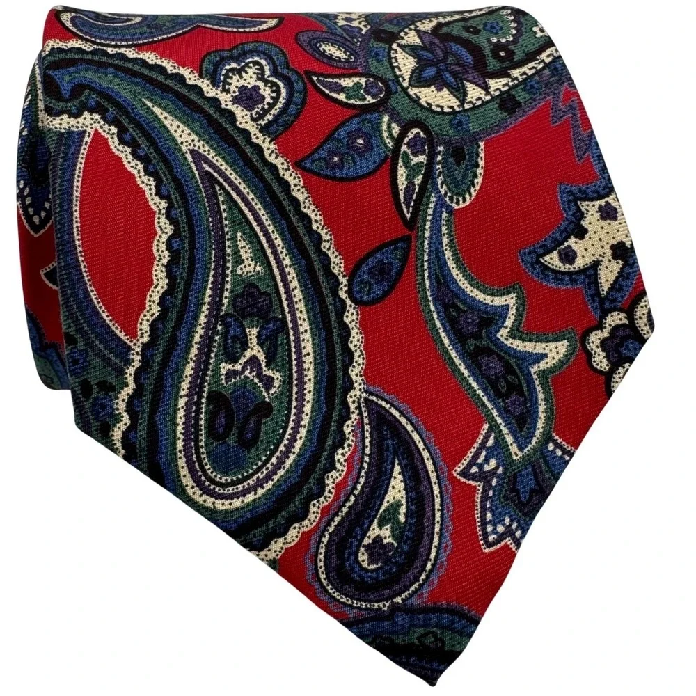 Polo Ralph Lauren Necktie Mens Paisley Silk Nordstrom Made in‎ USA Preppy Luxury