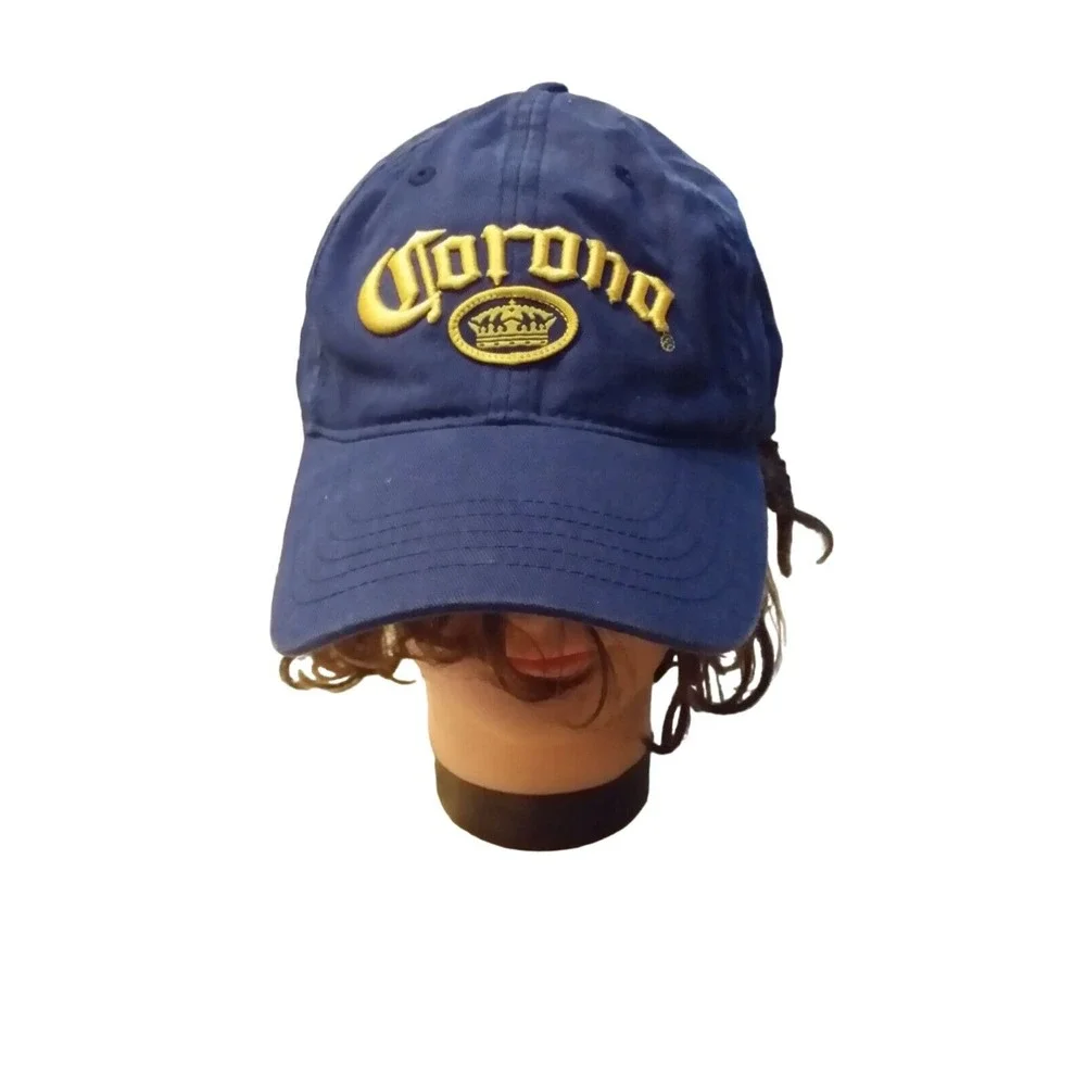 Corona Strapback Baseball Hat Blue‎ Yellow Embroidered Logo Beer Casual