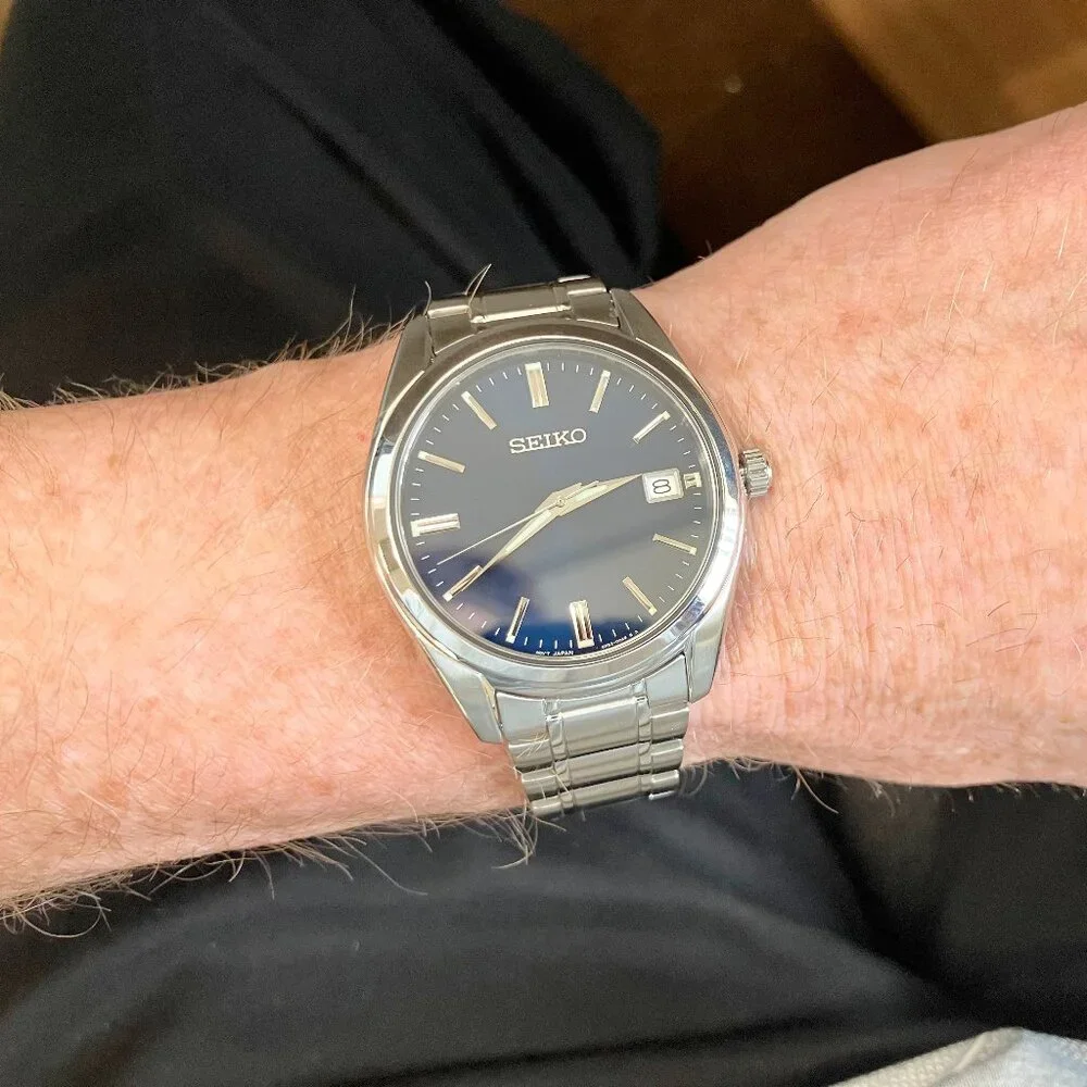 Seiko Stainless Steel Watch With Blue Dial