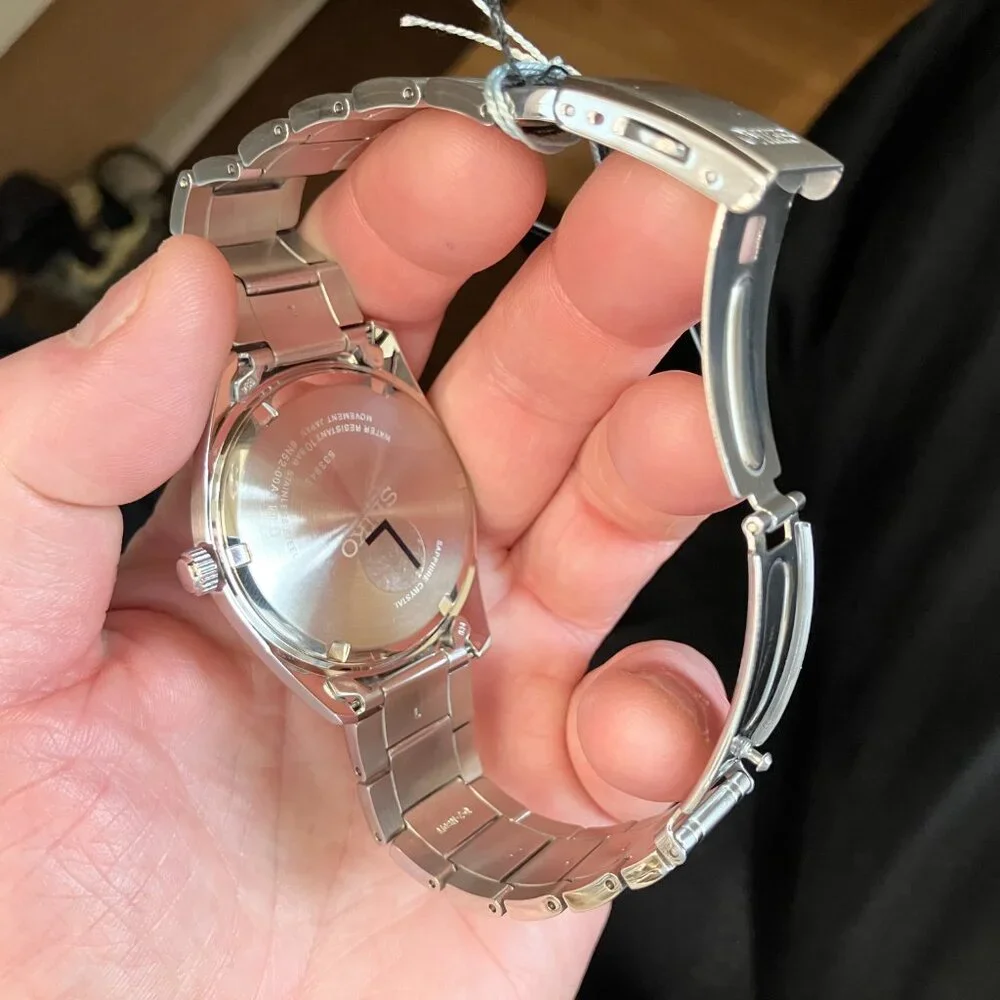 Seiko Stainless Steel Watch With Blue Dial