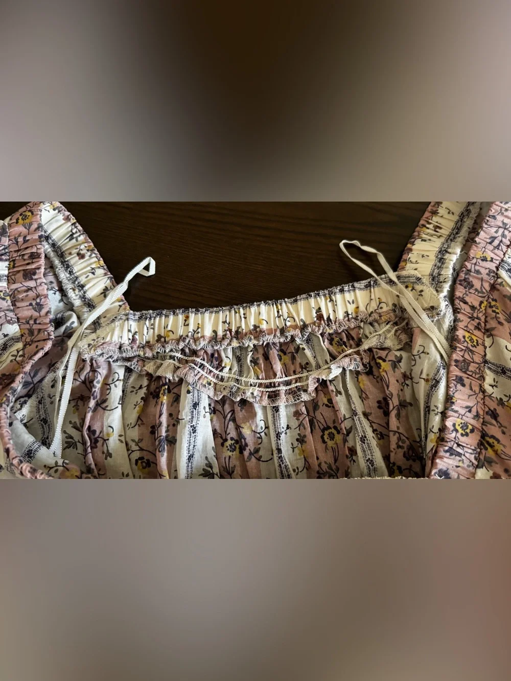 Free People size M Vintage Lover top Boho floral babydoll puff sleeve prairie