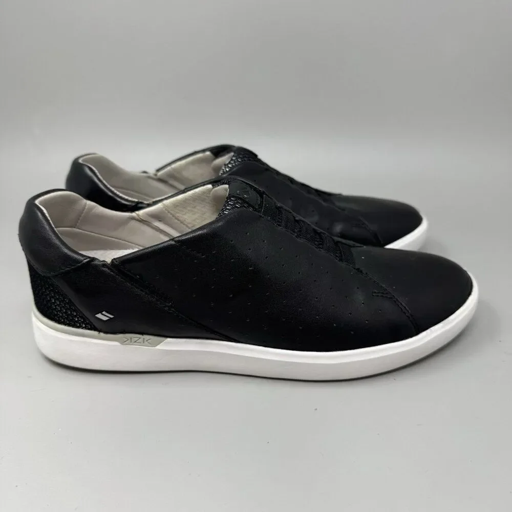 Kizik Miami Shoes Womens 8M Black Leather Slip On Hands Free Comfort Walking