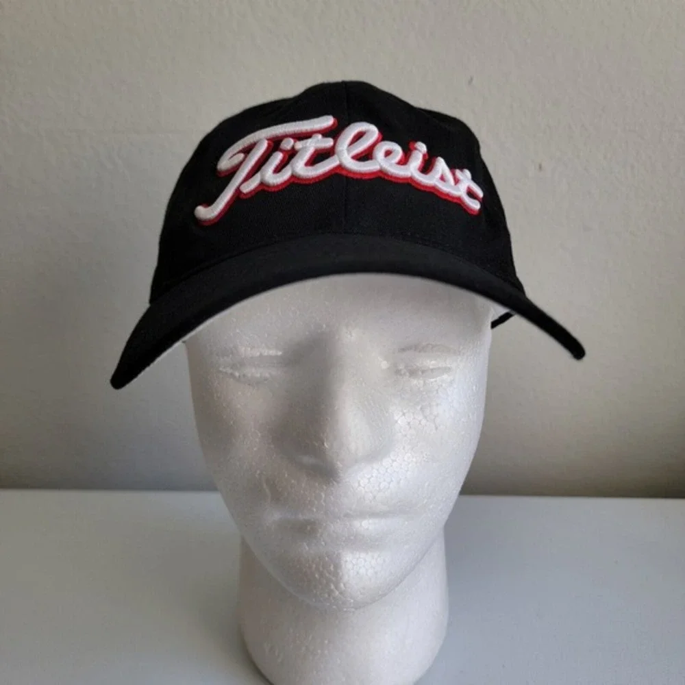 Titleist FootJoy FJ Golf Strapback Hat Cap‎ Logo Black Red Adjustable Men