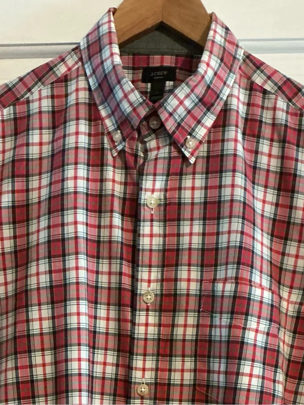 J. Crew Men's Red Tartan Plaid Button-Down Shirt Size M