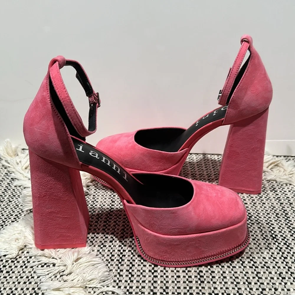 Gianni Bini Otten Suede Ankle Strap Platform Pumps