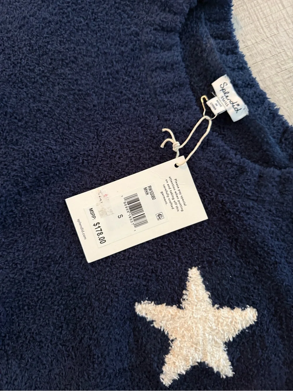 NWT Splendid Navy Star Cozy Knit Lounge Set with matching socks