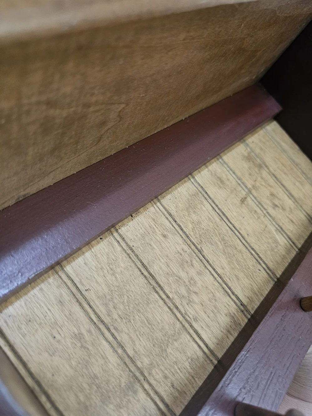 Two-Tone Brown Wall Shelf with Three Hooks - Unbranded