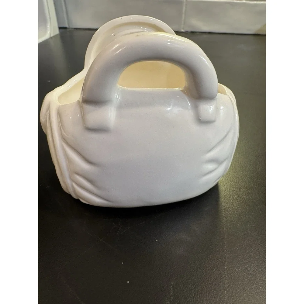 Vintage Cat Figurine Planter Black and White Tuxedo‎ Cat On Purse Shaped Holder