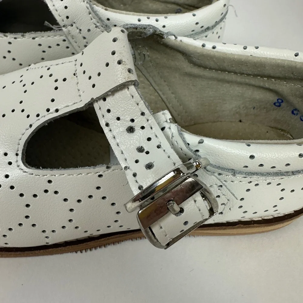 SWISS DOT Mon Petit Shoes T-Strap Hard Soles Size 8‎ Girls Leather