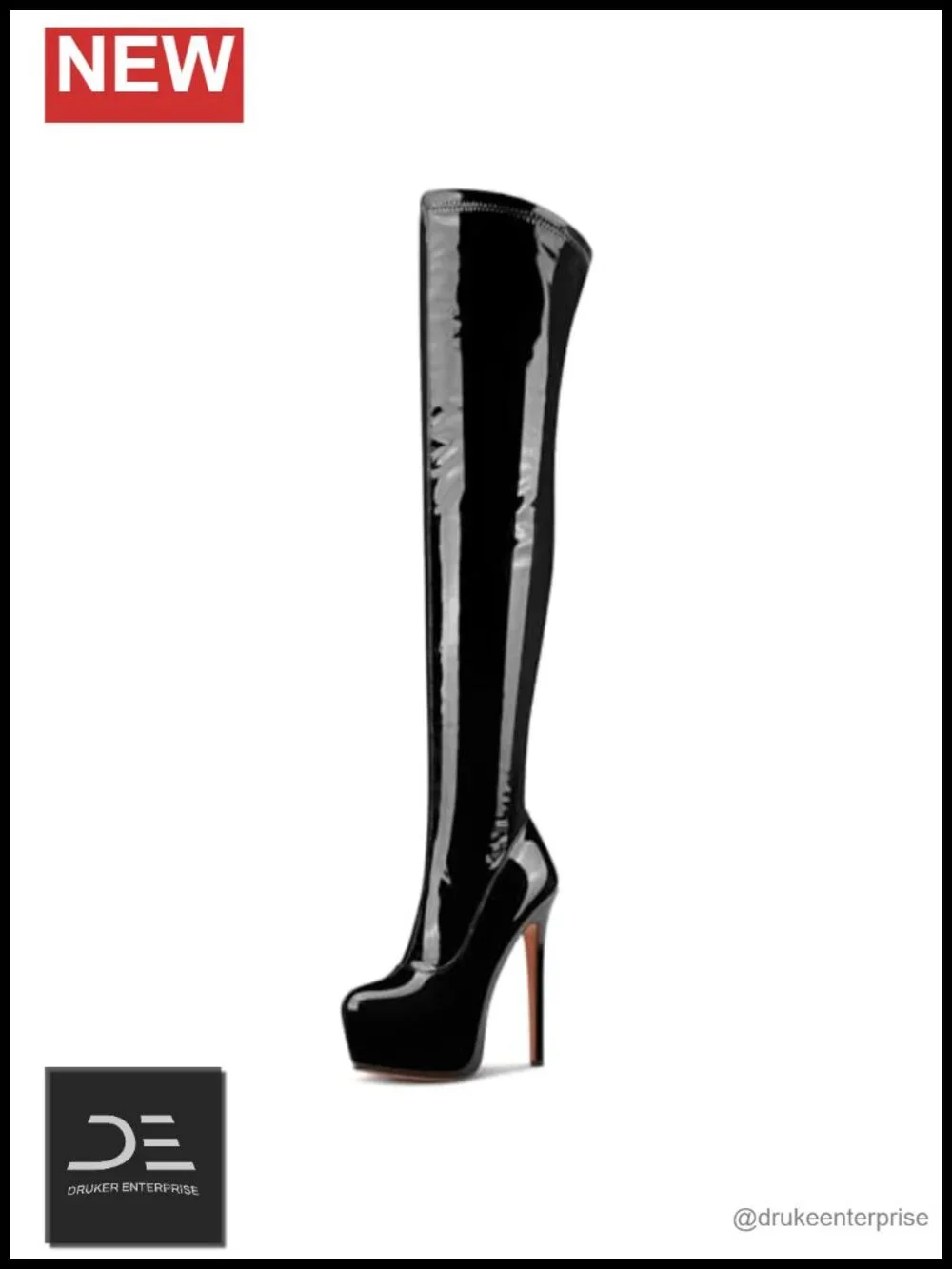 Patent Leather Over the Knee Stiletto Boots 5.9