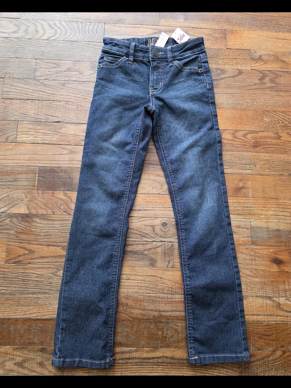 Justice Girls Dark Blue Straight Leg Skinny Jeans
