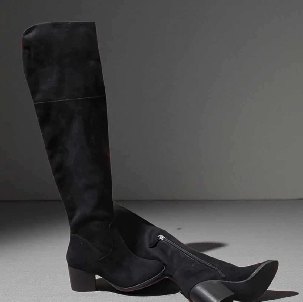BP NORDSTROM Luke OTK Boots 6 Black Vegan Suede Over the Knee Fold Down Tall