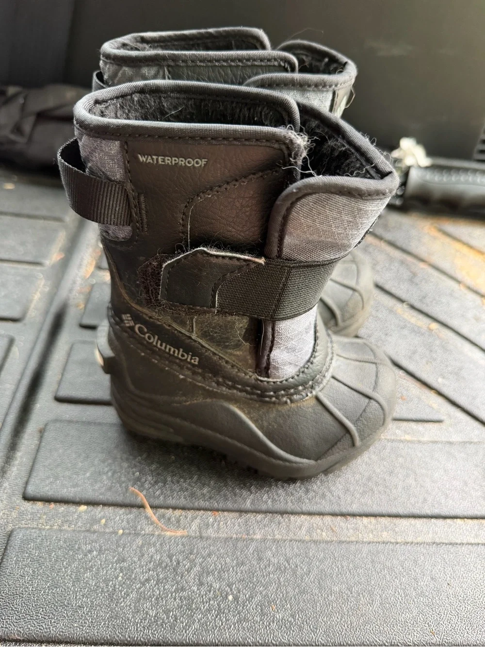 Columbia Kids' Waterproof Black Snow Boots with Hook-and-Loop Strap