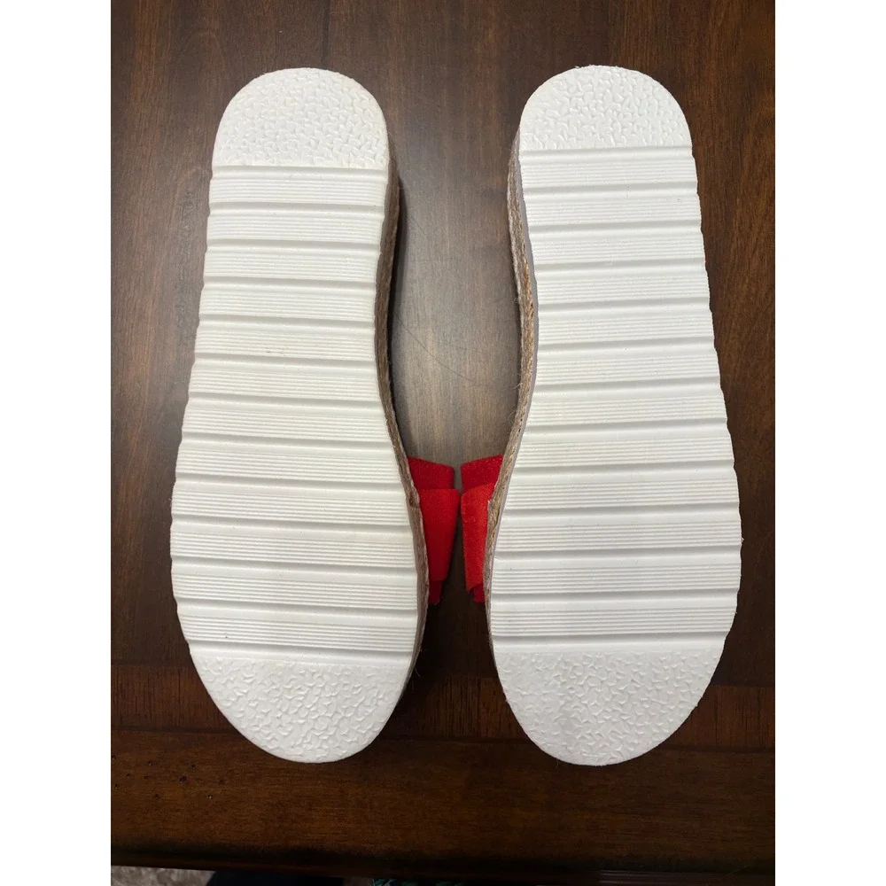 Womens‎ Red Bow Espadrille Platform Slide Sandals Slip On Summer Shoes