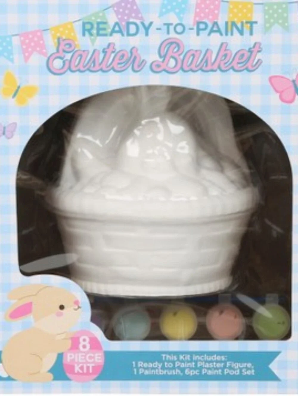 Ready-to-Paint Easter Basket Kit - White with Pastel Paint Pods - NWT