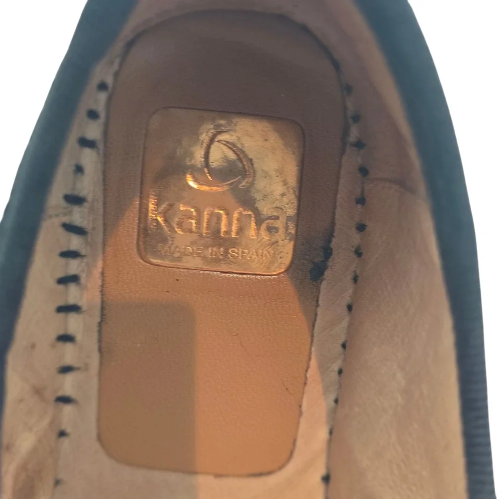 Kanna‎ Made in Spain Women's 11 Woven Espadrille Sneakers Black Tan Boho Luxe