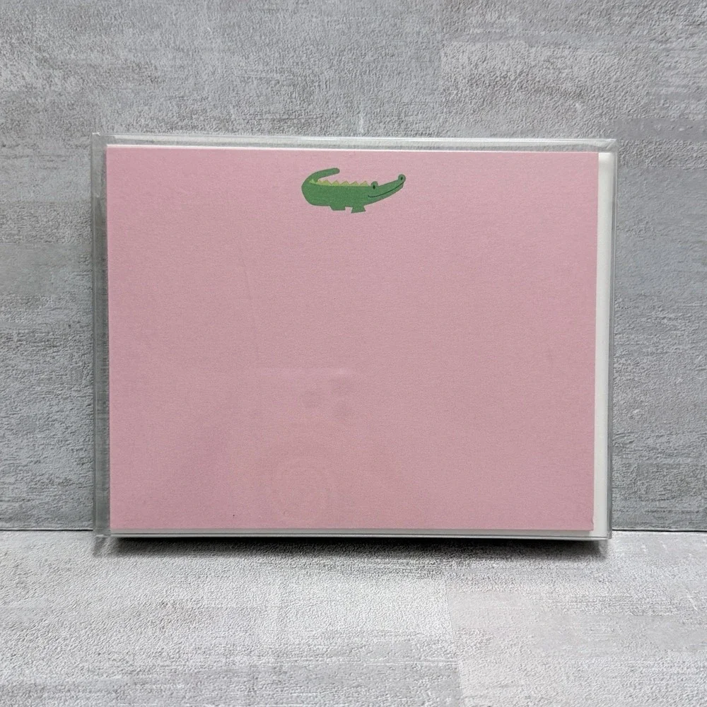 Boatman Gellar Preppy‎ Alligator 12 Notecard Envelope Stationary Letter Set PINK