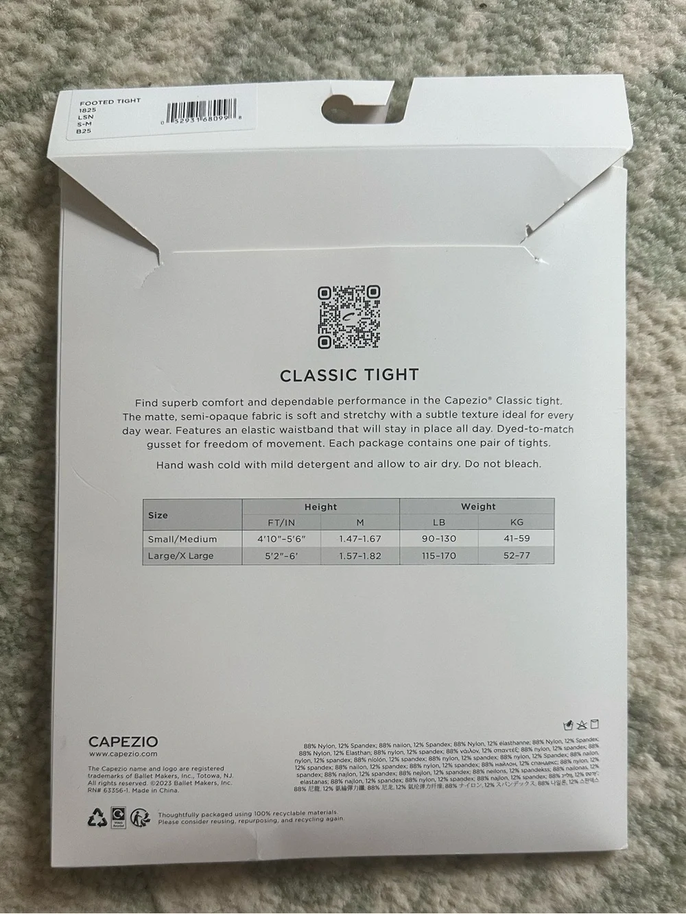 Capezio classic tight