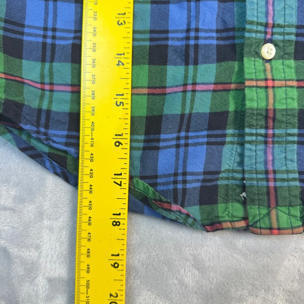 Ralph Lauren Button Down Shirt Boys Size Small Blue & Green‎ Plaid L/S