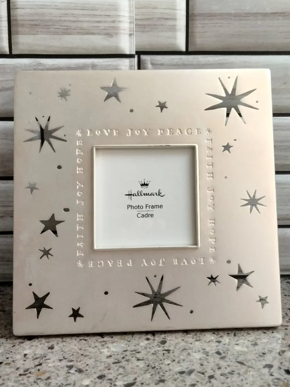 Vintage Metal Square Photo Frame with Star Cutouts