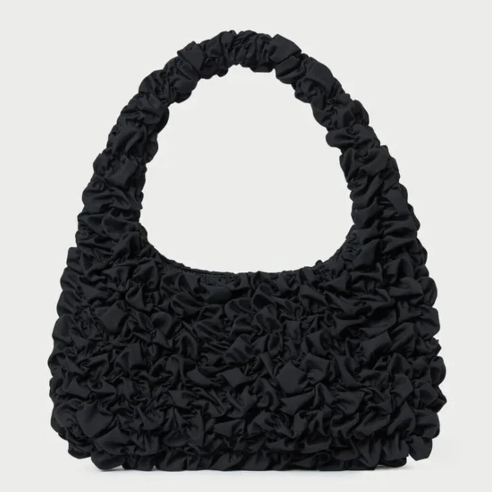 NWT Loeffler Randall Syd Black Smocked Mini Hobo Bag