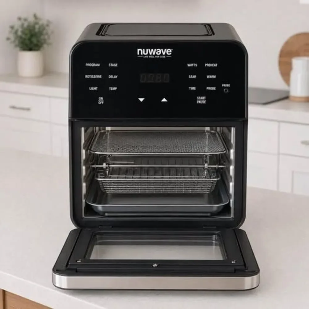 NuWave Brio 14-Quart Ultimate Air Fryer Oven With Rotisserie 1800W – Model 38001
