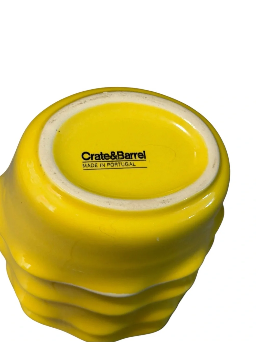 Crate & Barrel Yellow Ruffled Ramekin Bowls Made in Portugal Set of 4 Cottagecor