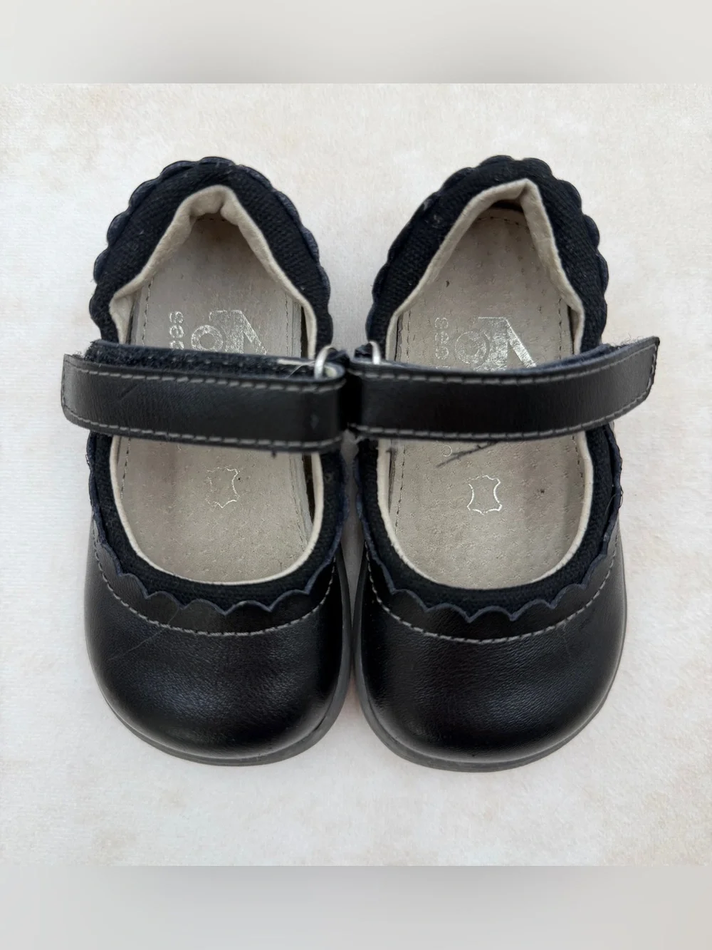 See Kai Run Black Toddler Mary Jane Shoes with Scalloped Edge