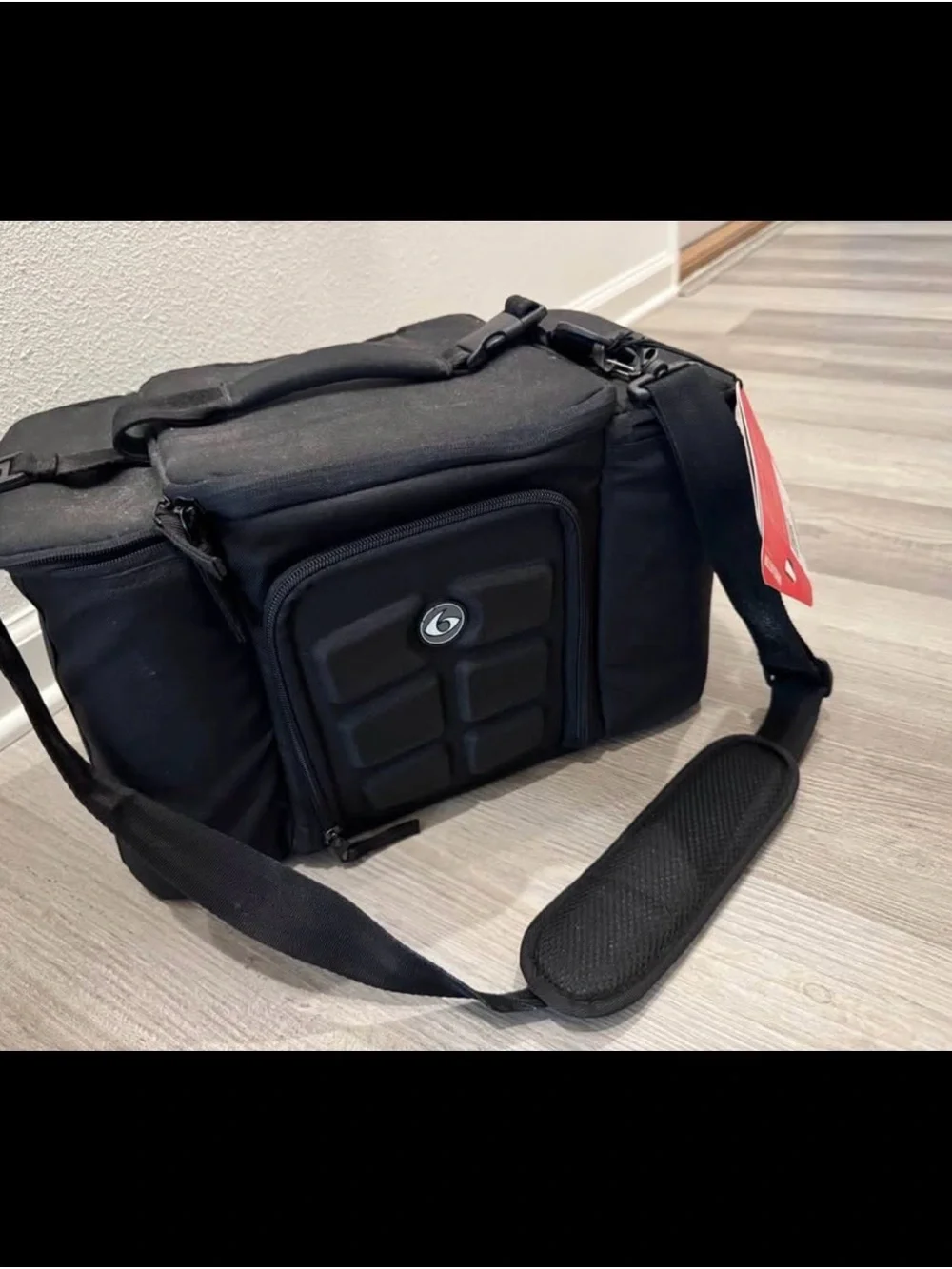 Black Padded Messenger Bag with Adjustable Shoulder Strap
