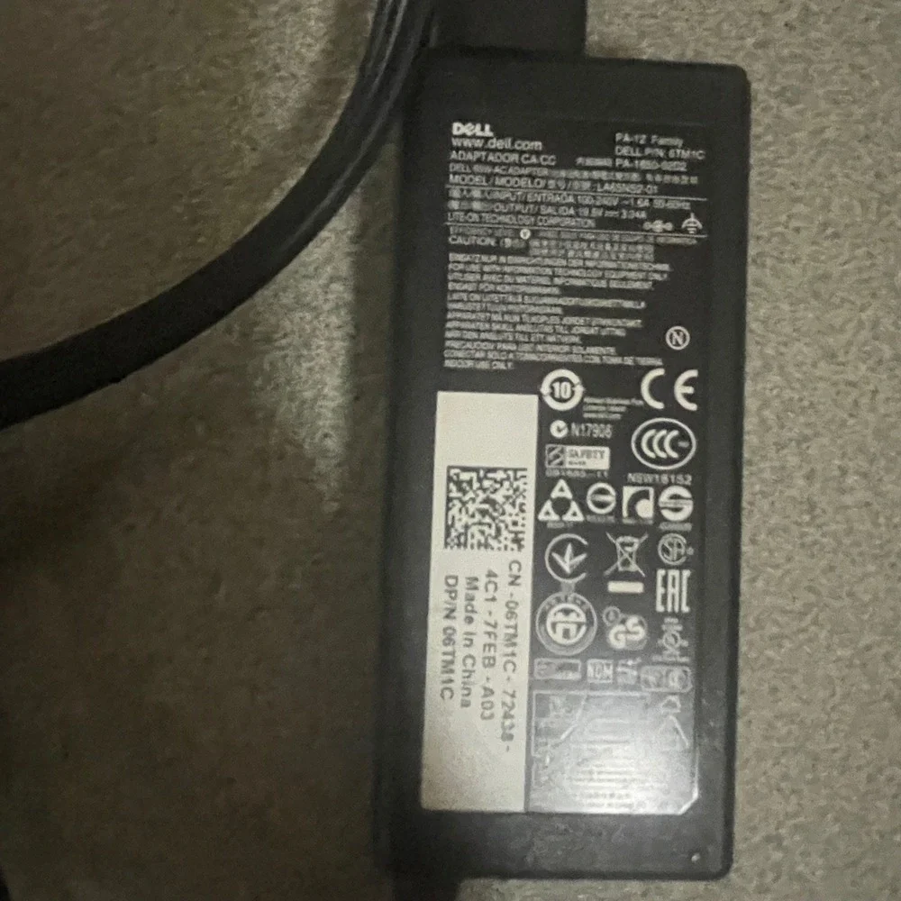 Dell 65W AC Adapter Laptop Charger PA-12 Family 19.5V 3.34A LA65NS2-01‎ 06TM1C