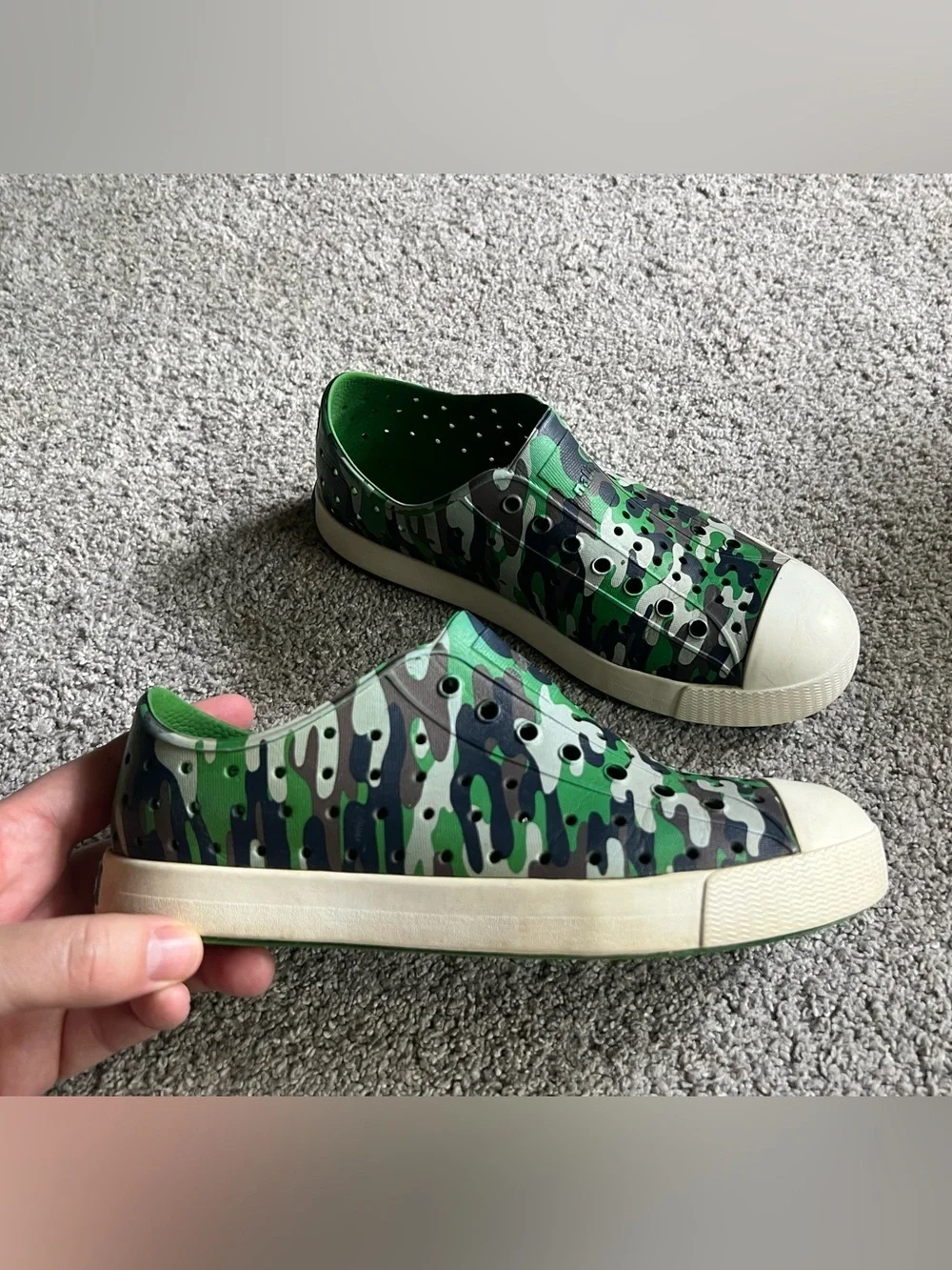 Native Size J3 Jefferson Camouflage Print Green Black Unisex Boys Shoes Sneaker