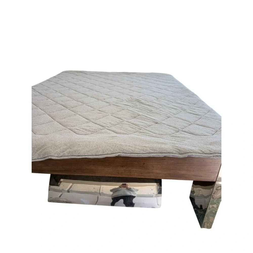 Gray Quilted Jersey Comforter‎ Diamond Stitch Minimalist King 102x86 Heavy Cozy