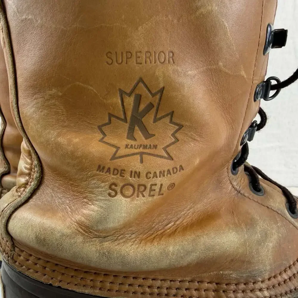 vintage Sorel Kaufman waterproof winter duck boots size 10 tan leather