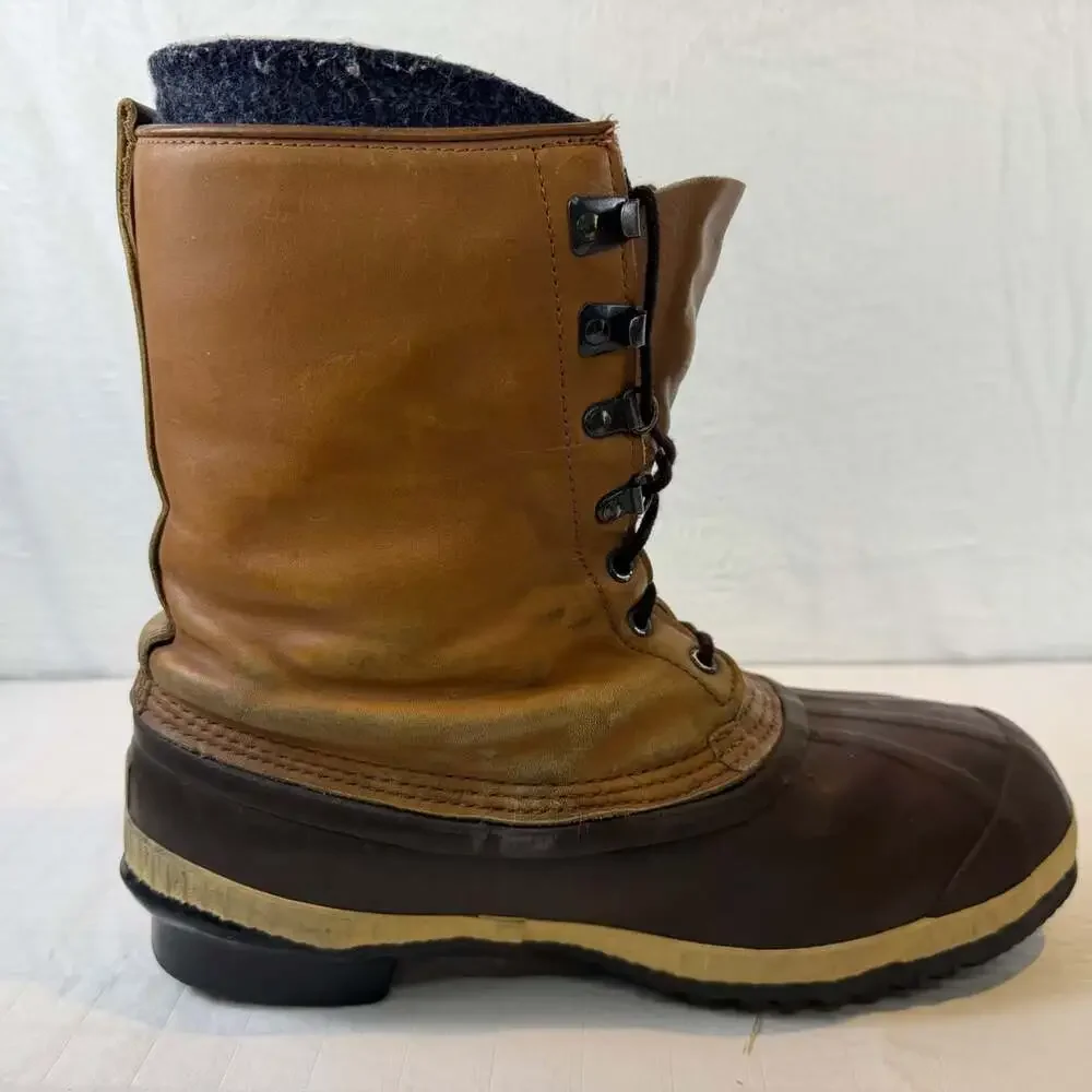vintage Sorel Kaufman waterproof winter duck boots size 10 tan leather