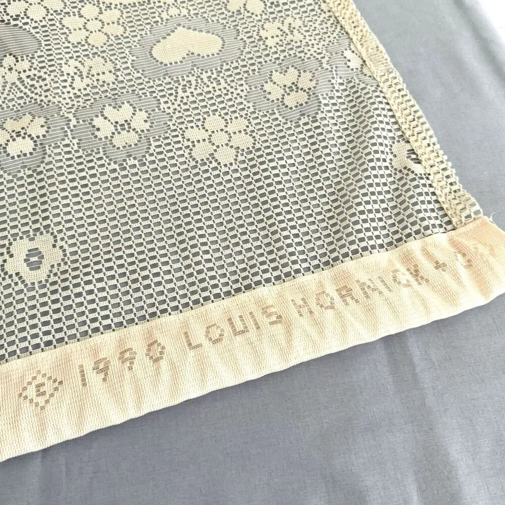 Vtg 90s Country Hearts Louie Hornick Lace Window Valance Cottagecore Granny 59