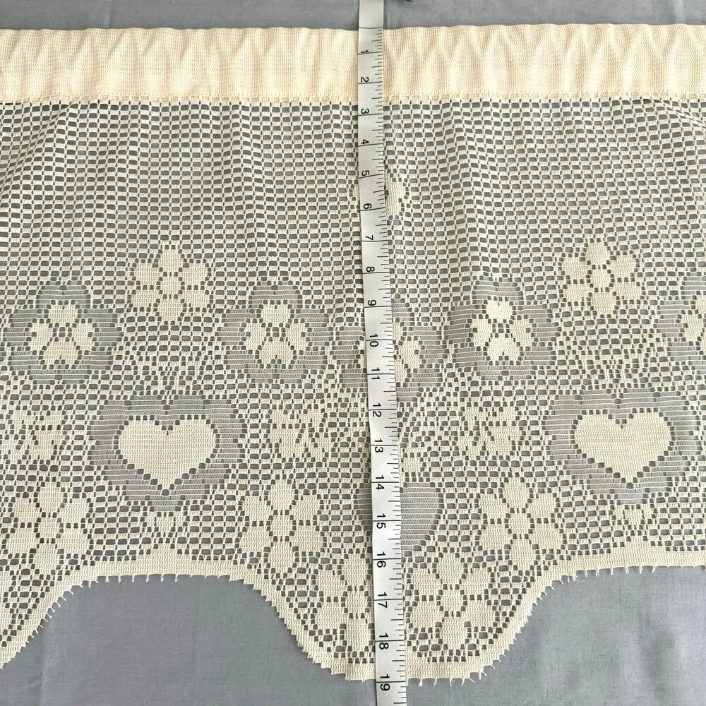 Vtg 90s Country Hearts Louie Hornick Lace Window Valance Cottagecore Granny 59