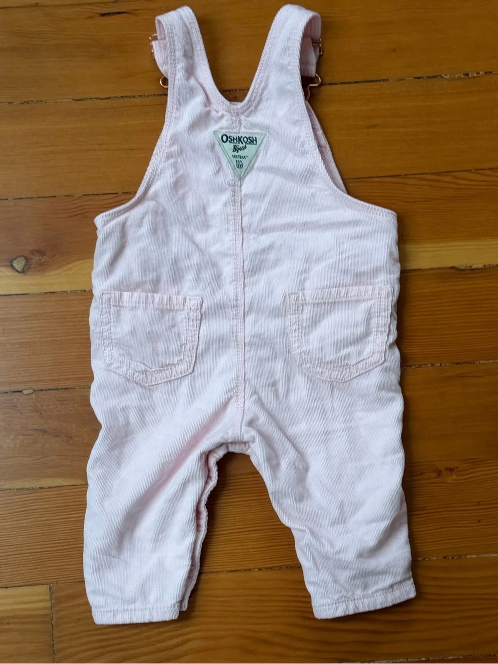 OshKosh B'gosh Light Pink Corduroy Overalls with Rose Gold Snaps Sise 6m