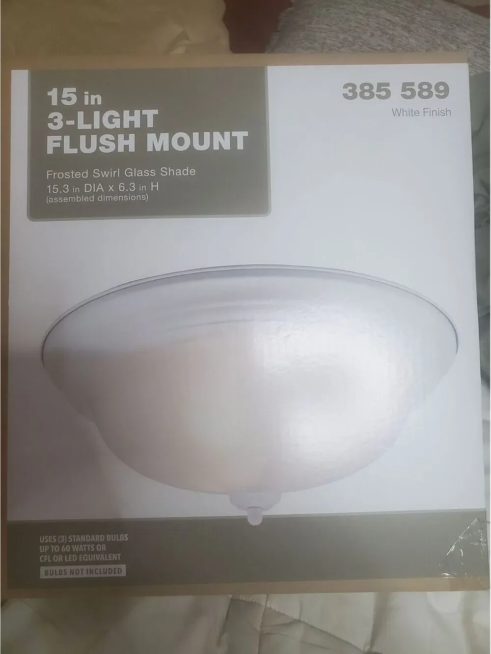 15 in 3-Light Flush Mount Ceiling Light with Frosted Swirl Glass Shade