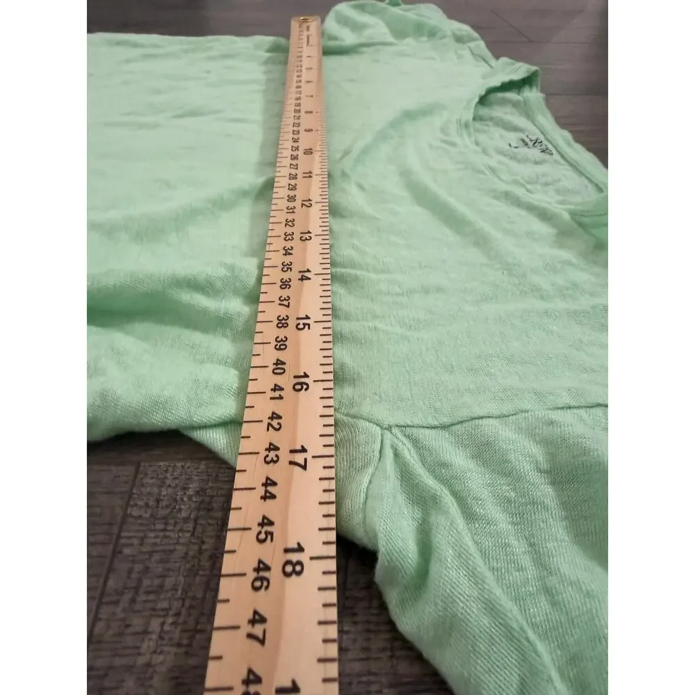 J Crew Womens Small 100% Linen Puff Short Sleeve Tee Shirt Mint Green S