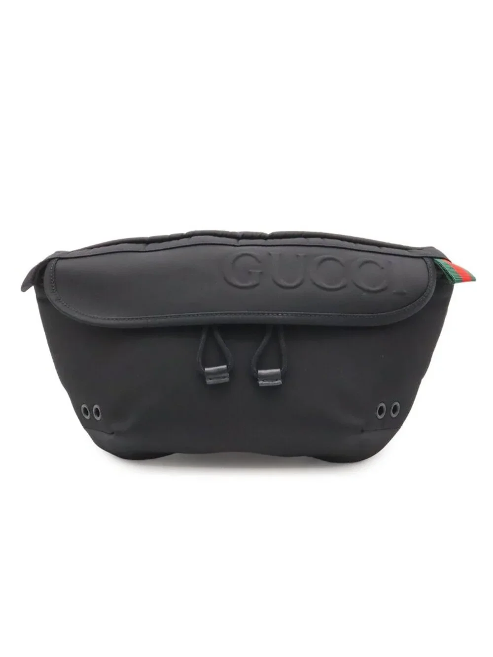 Gucci Logo Nylon Small Belt Bag Waist Pouch Hip Black Silver