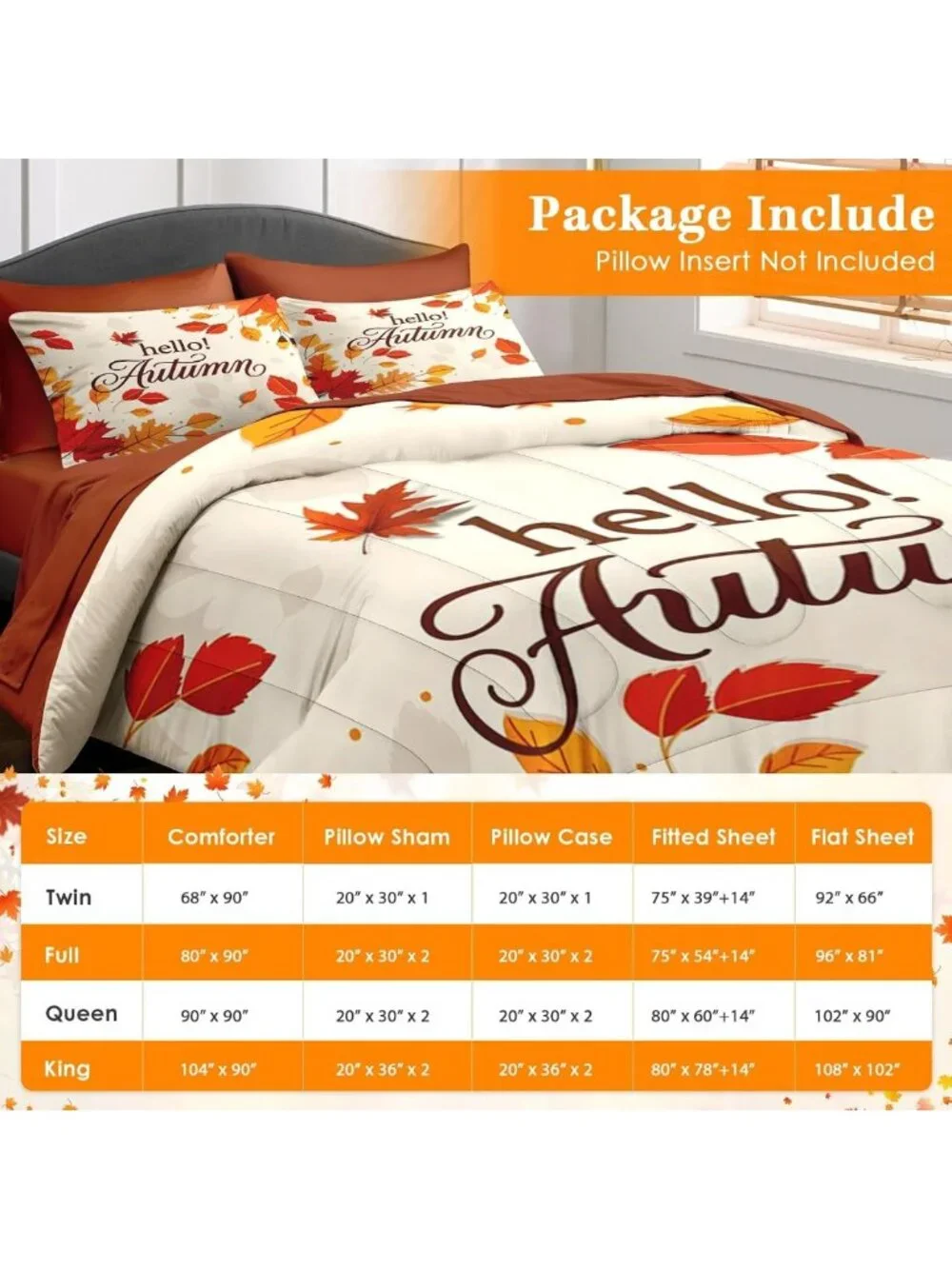 Cozy Queen Fall Comforter Set with Sheets, 7-Piece Bedding Ensemble for Autumn