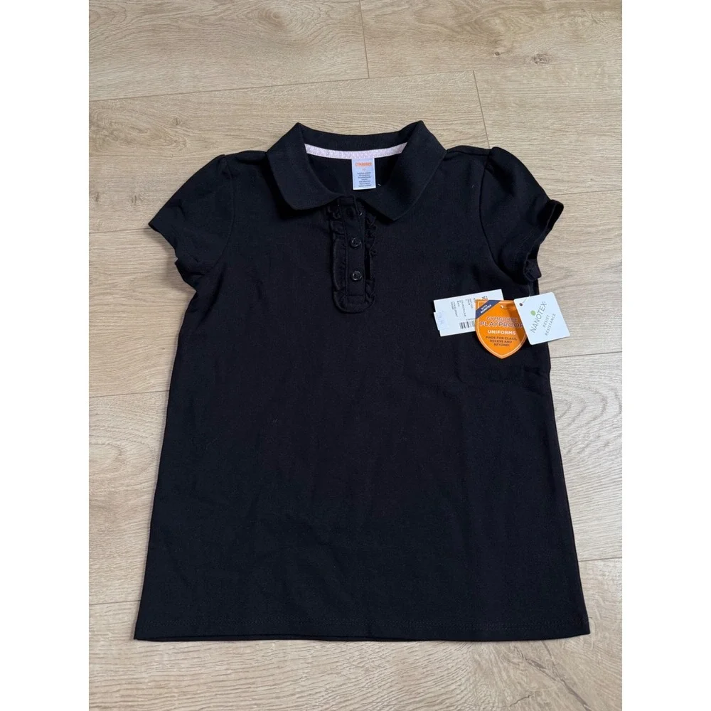 NWT Girls‎ Kid Gymboree playproof uniforms nanotex short sleeve polo black sz 10