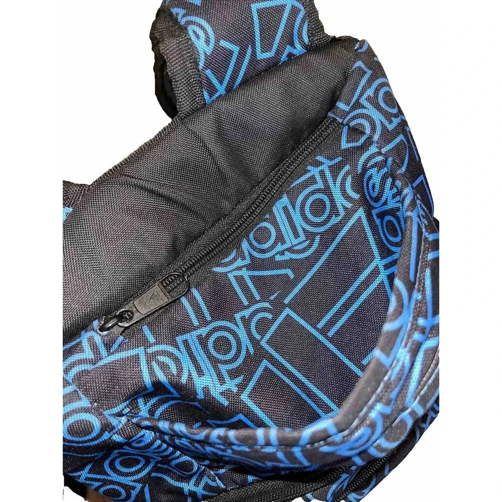 Adidas Stratton 3 Large Backpack Blue Black Logo Print Neon Yellow Accents Clean